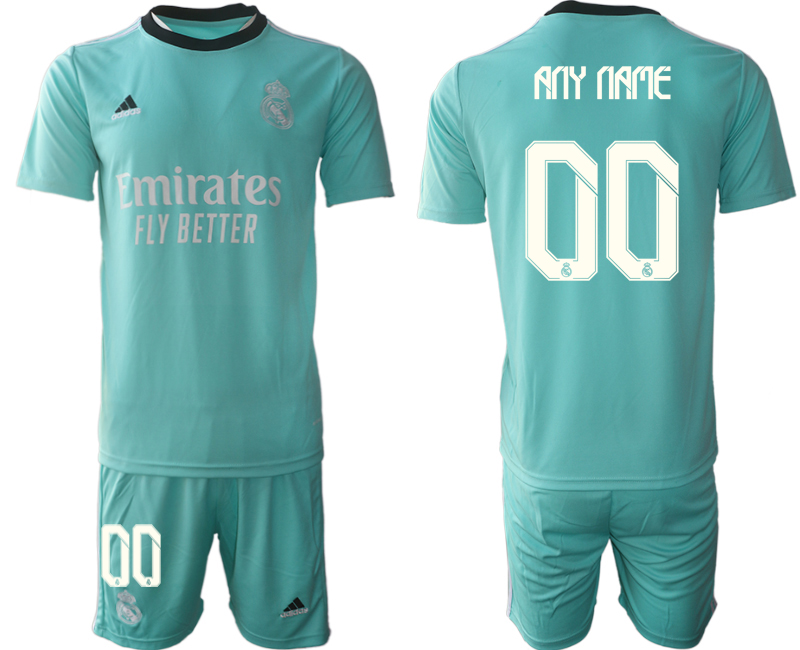 Men 2021-2022 Club Real Madrid second away Light blue customized Soccer Jersey->paris st german jersey->Soccer Club Jersey